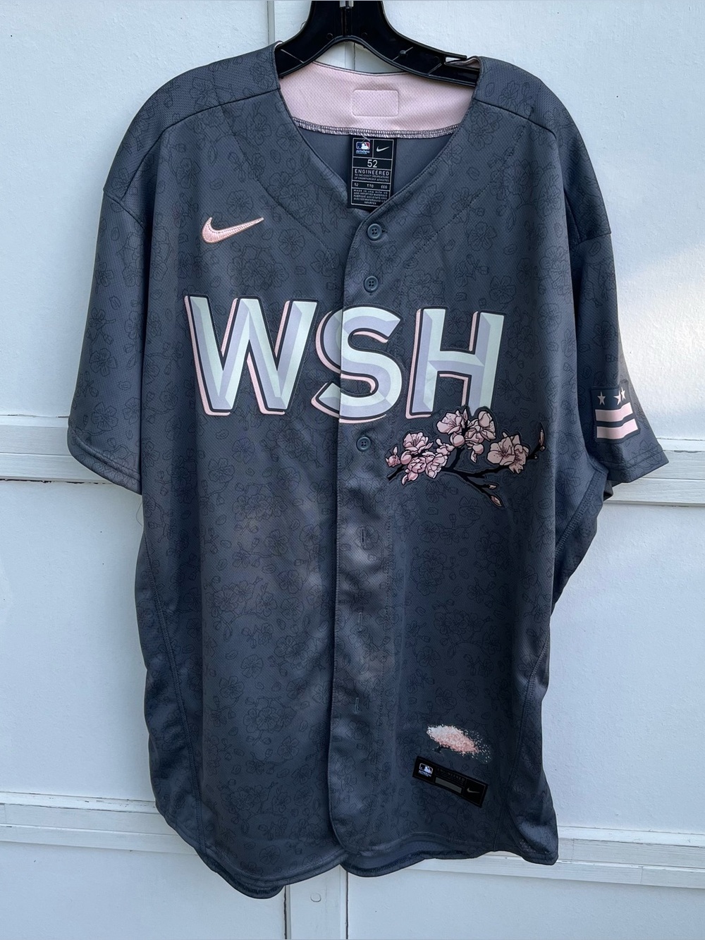Washington Nationals Jersey 52 XL Gray Cherry Blossom Nike Nats Reconnect NWOT